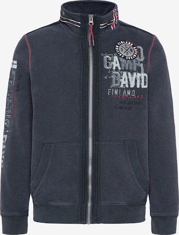 CAMP DAVID Zip-Up Hoodie in Blue: front