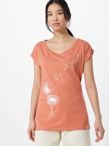 Iriedaily T-shirt 'Pusteblume' i orange: framsida