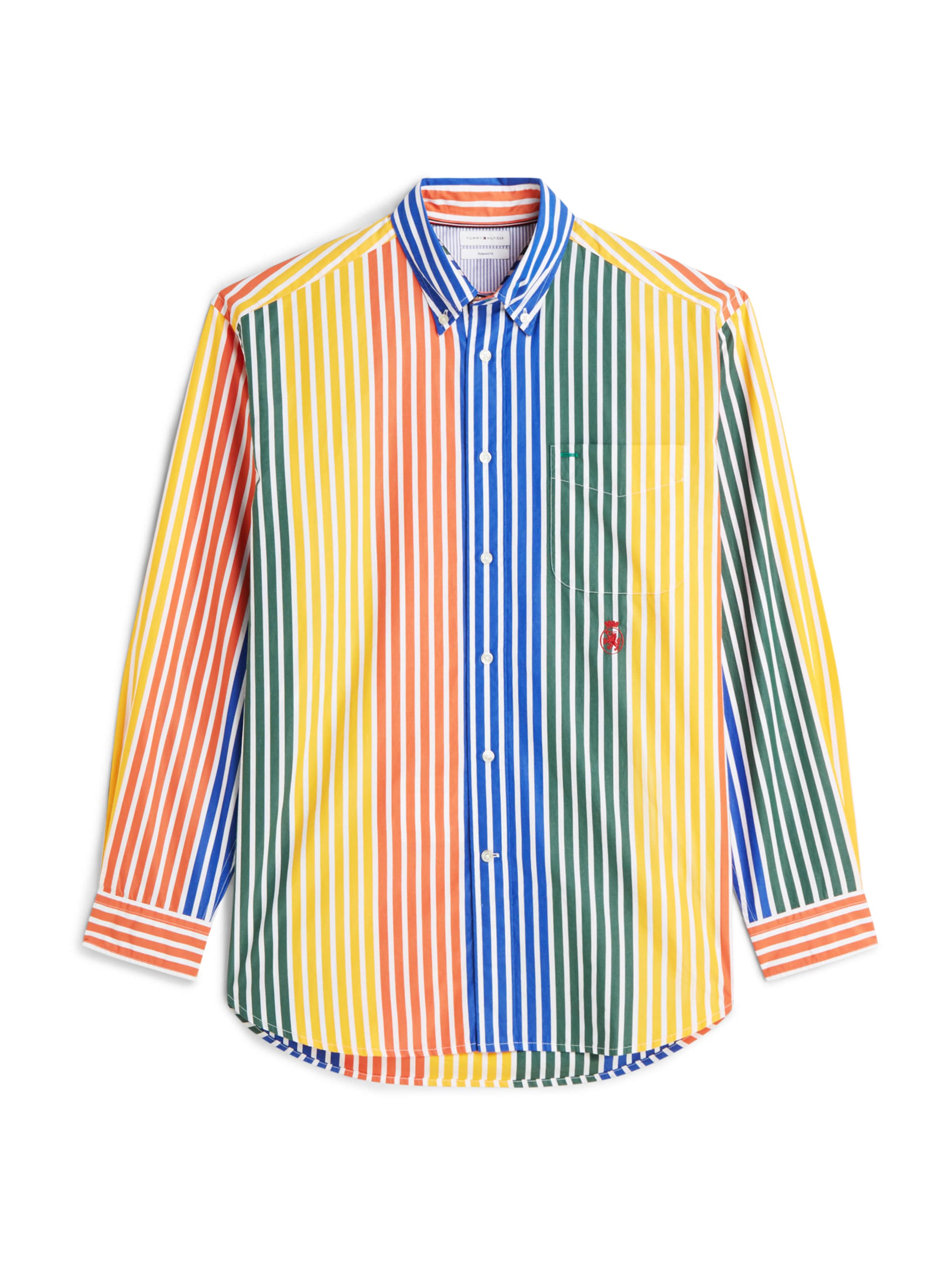 TOMMY HILFIGER Hemd in azur / gelb / dunkelgrün / orange, Produktansicht