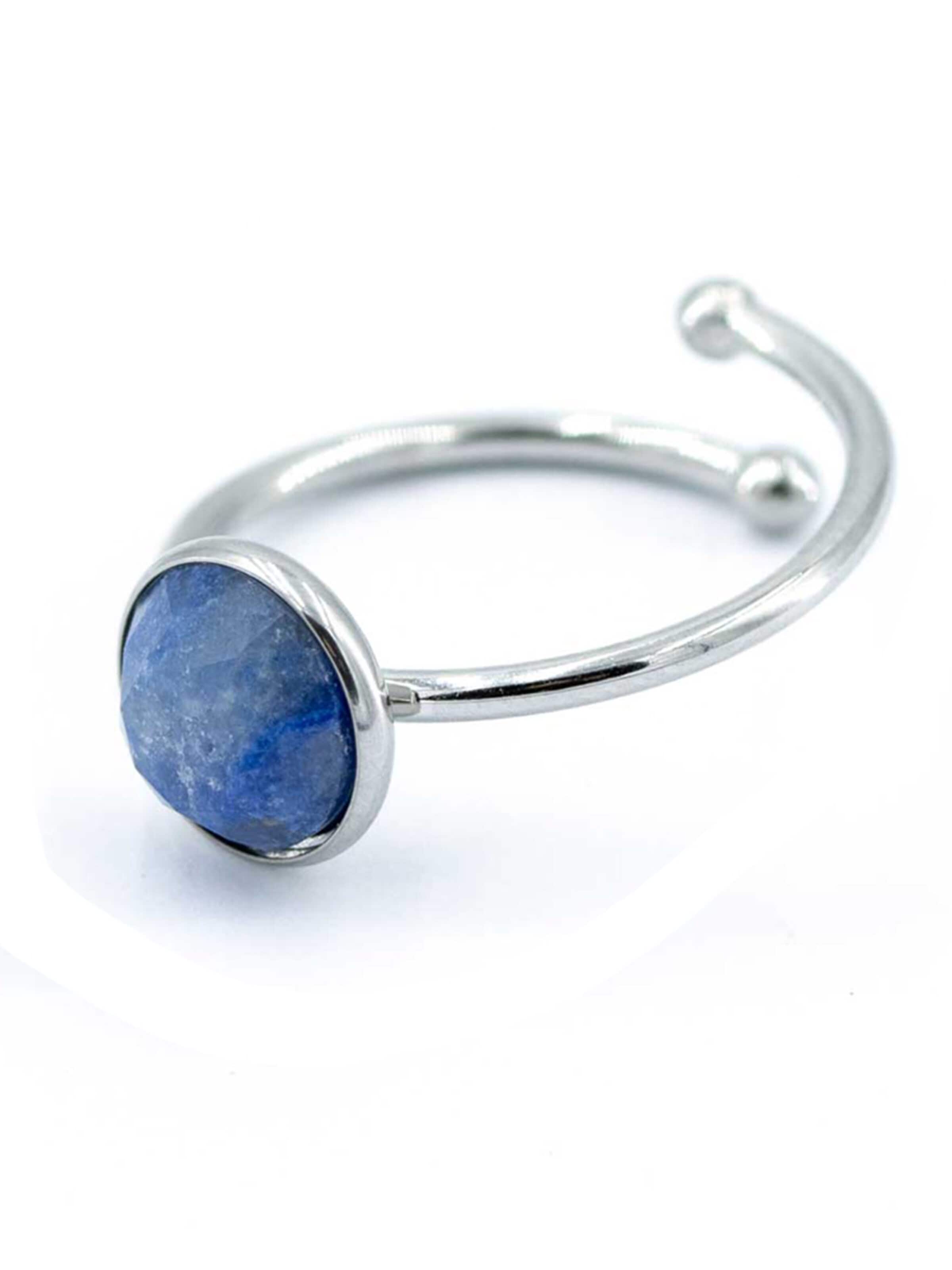 Sergio Engel Ring 'Beach Ring 01 Edelstahlring mit Naturstein-Cabouchon'‌ in Blau: Vorderseite
