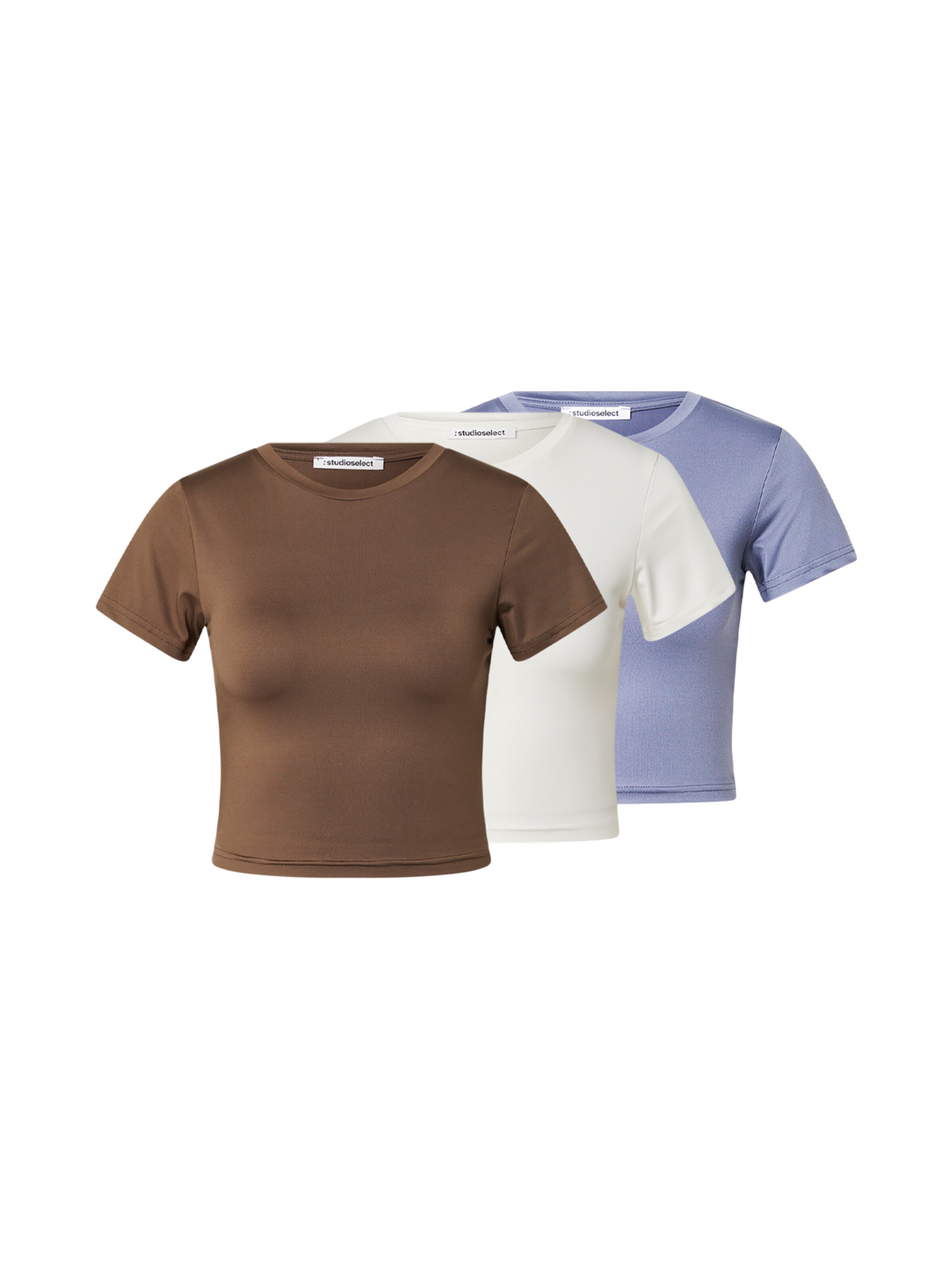 studioselect T-Shirt 'Caro' in blau / braun / weiß, Produktansicht