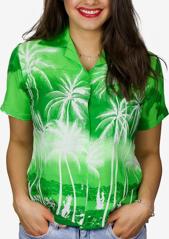 King Kameha Blouse 'Beach Negative' in Green: front