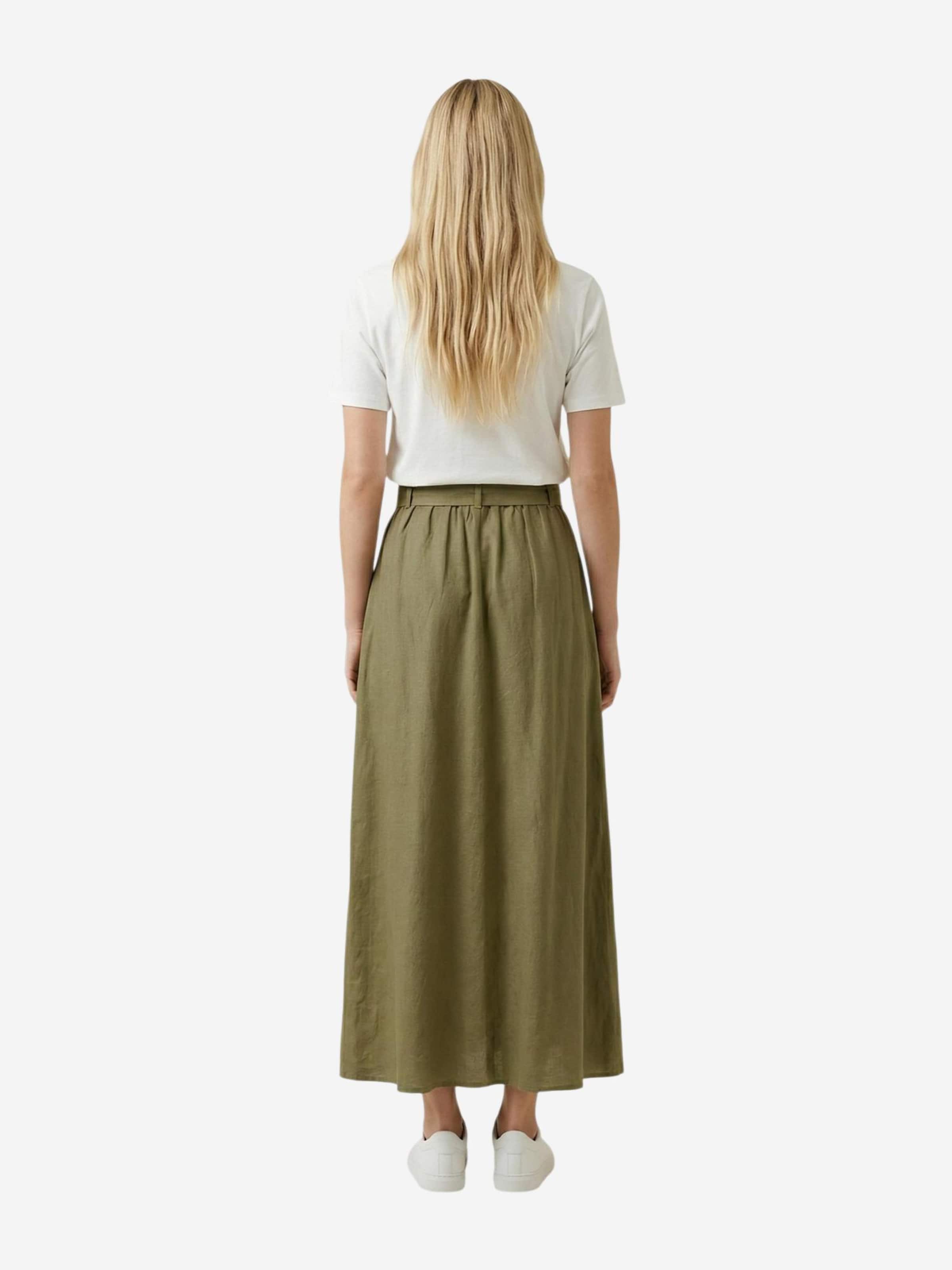 JDYSuknja 'Jdymilan Linen Hw Belted Skirt Wvn Dia 15366394' - zelena boja