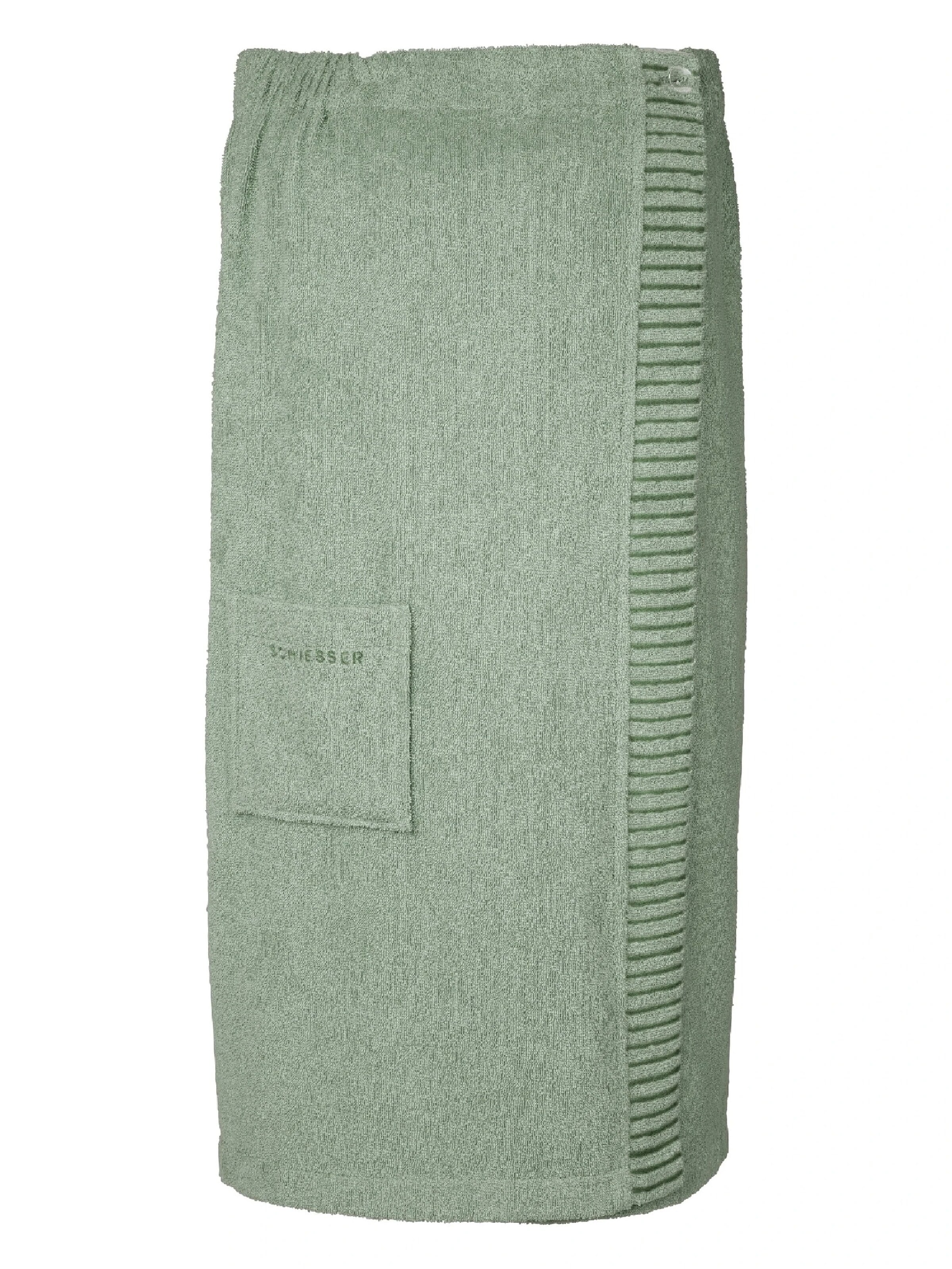 SCHIESSER Short Bathrobe 'Saunakilt Rom Damen' in Green: front