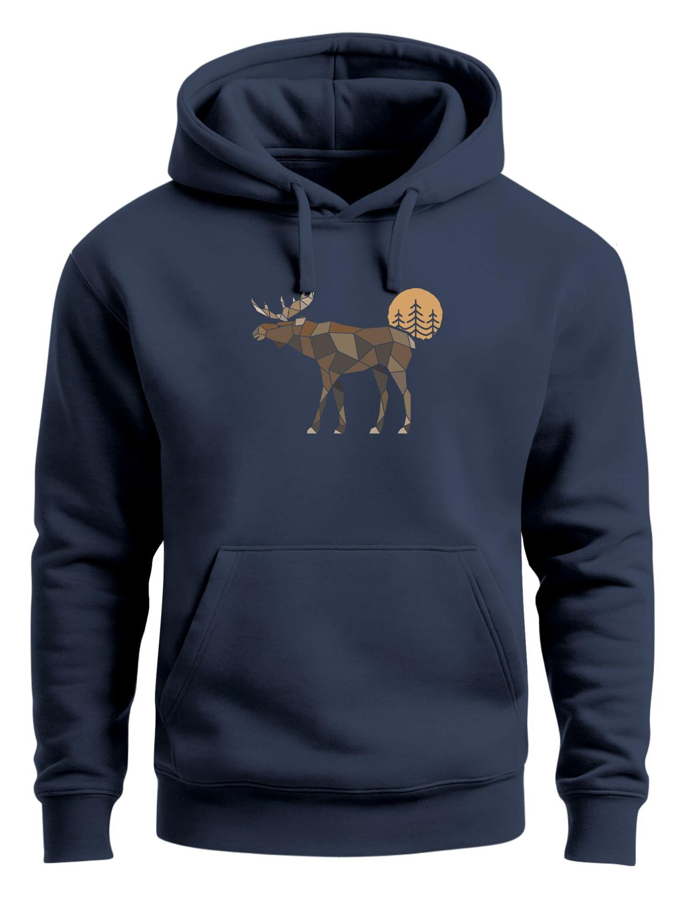 Neverless Sweatshirt 'Elch Polygon'‌‌‌‌‌‌ in Blau: Vorderseite