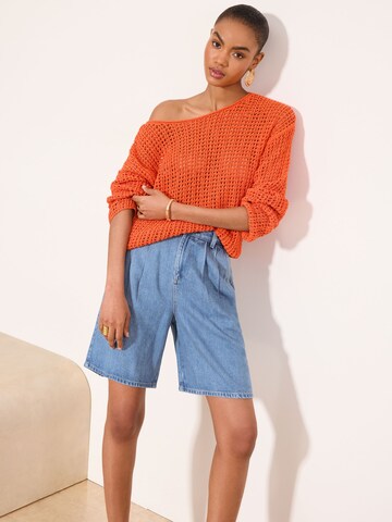 Lipsy Loosefit Bandplooi jeans in Blauw