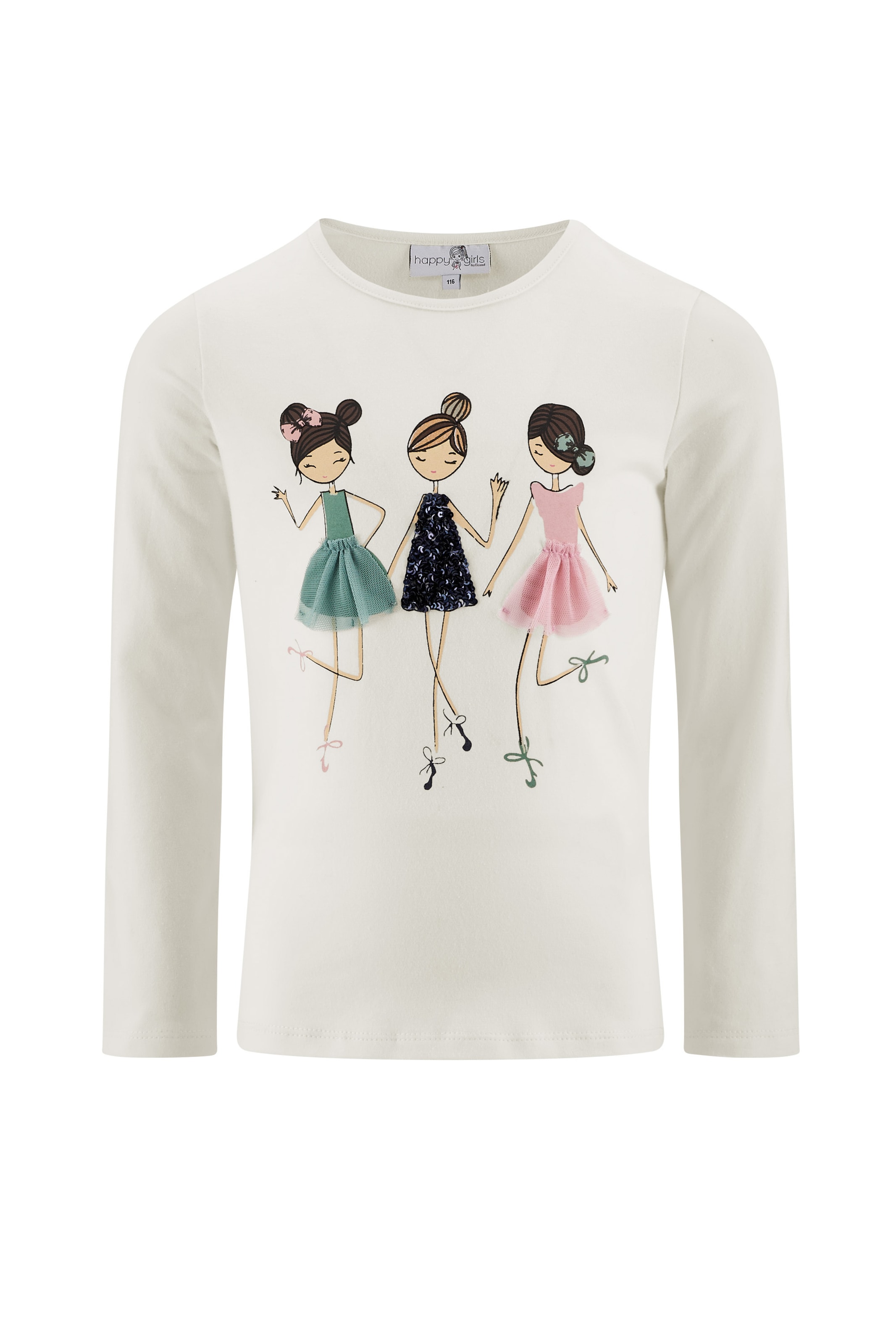 happy girls - Camiseta en blanco: frente