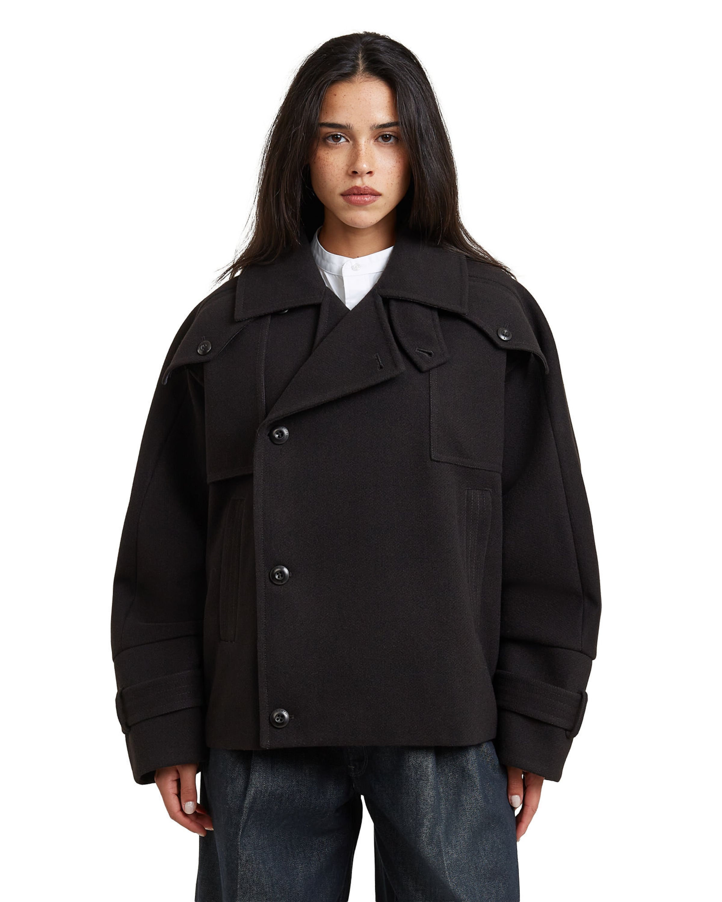 G-STAR Tussenjas '4-Pocket Cape Jacket' in Zwart: voorkant