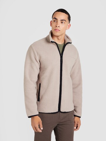 Only & Sons Fleece jas 'ONSEMILIO' in Bruin: voorkant
