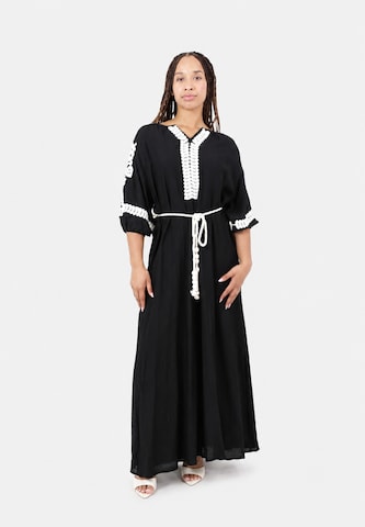 Elara Shirt Dress in Black: front