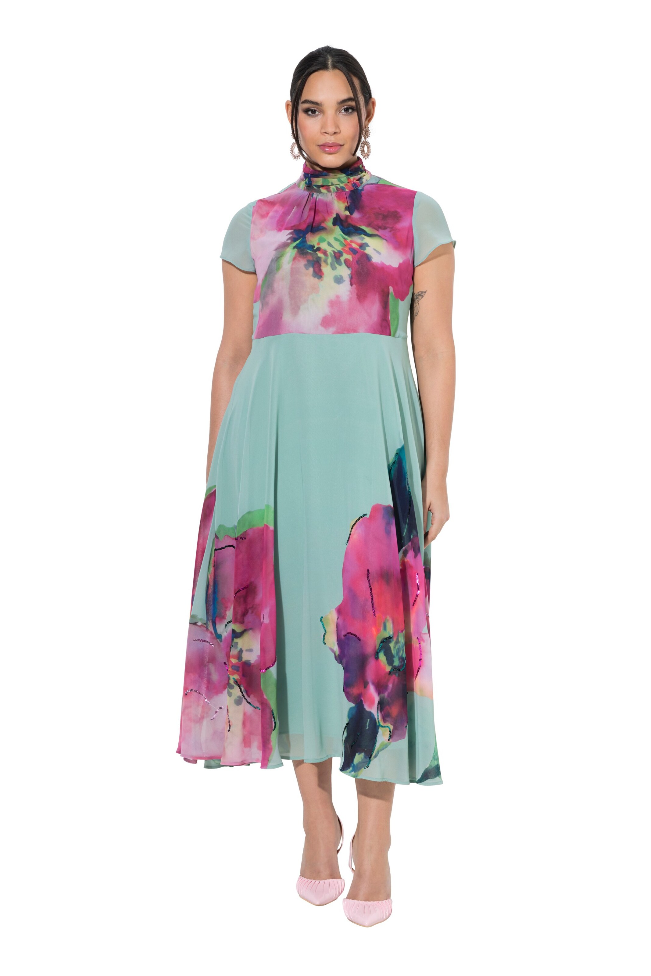 Ulla Popken Jurk in Groen: voorkant