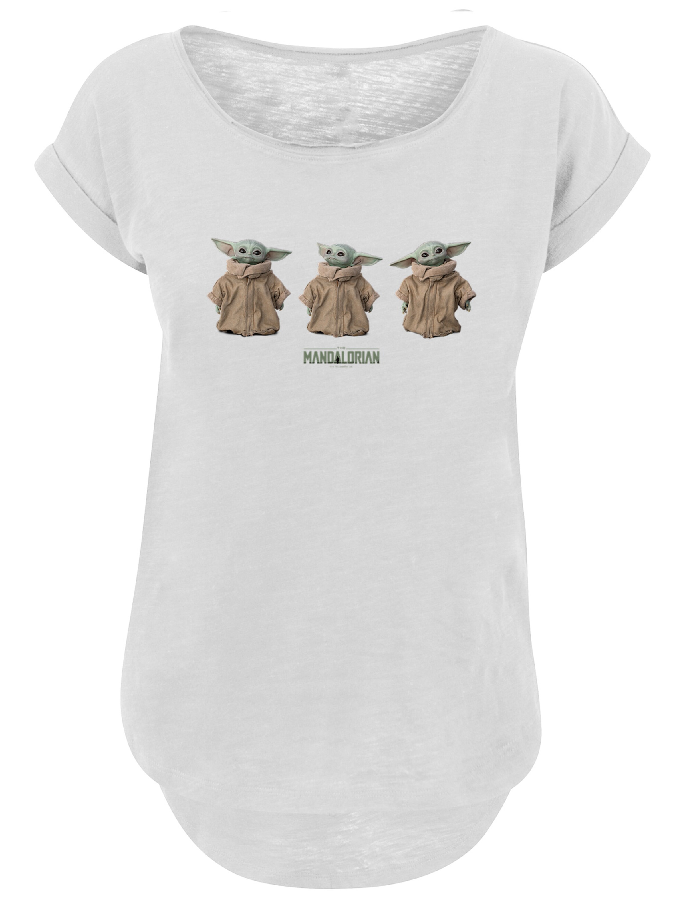 F4NT4STIC Shirt 'Star Wars The Mandalorian The Child Poses' in dunkelbeige / hellgrün / schwarz / weiß, Produktansicht