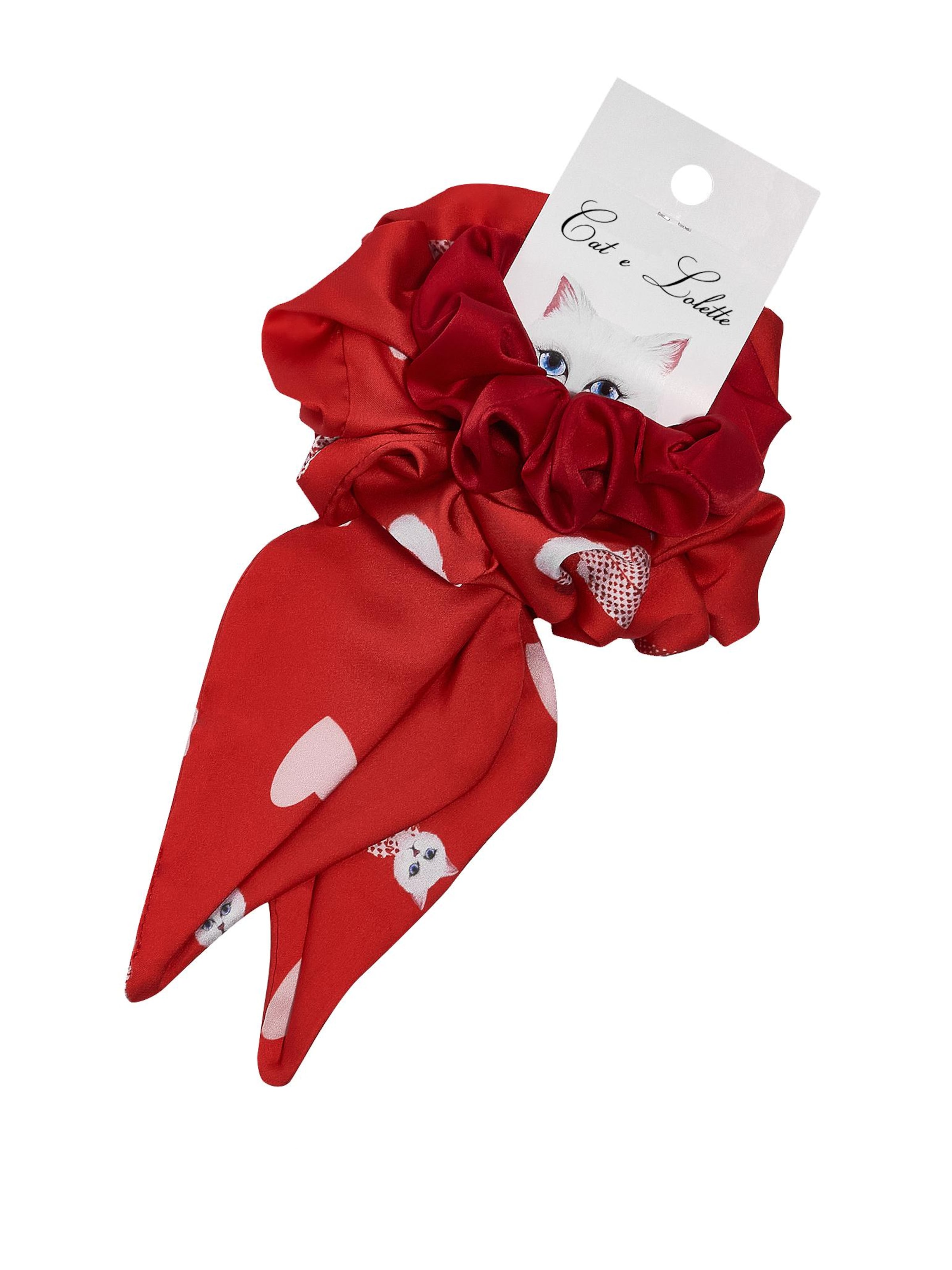 Cat e Lolette Stirnband '2 silk scrunchies'‌‌‌‌‌‌‌‌‌‌ in Rot: Vorderseite