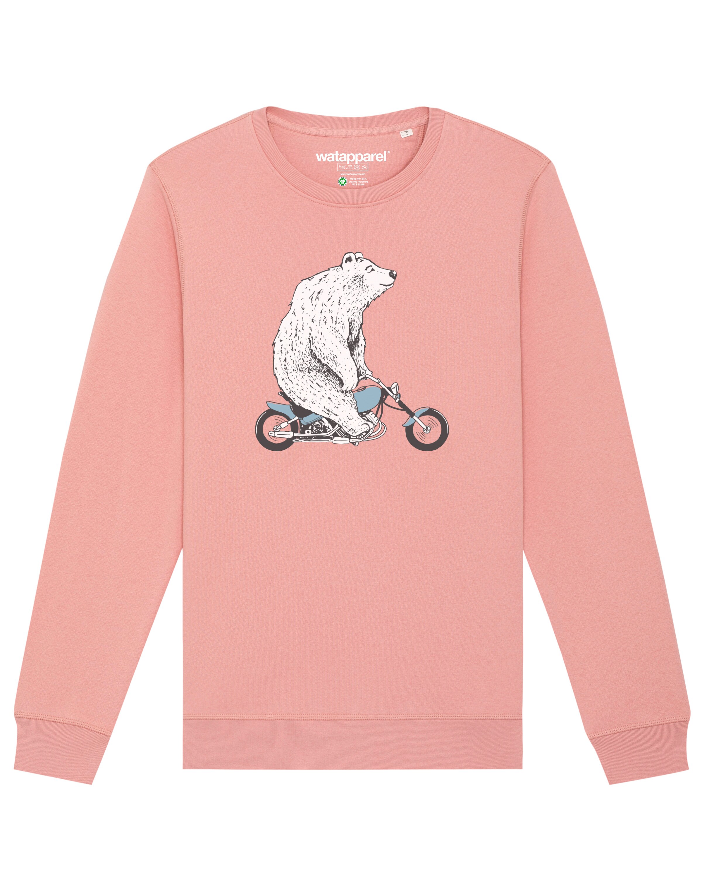 Watapparel Sweatshirt ' Bär auf Bike ' in Roze: voorkant