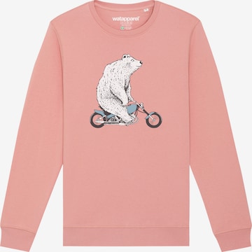 Watapparel Sweatshirt ' Bär auf Bike ' in Roze: voorkant