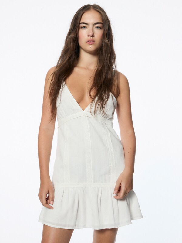 Pull&Bear Summer Dress in Natural White