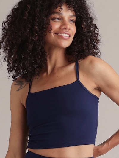 Hey Honey Sport-BH 'Longline Unicolor' in nachtblau, Produktansicht