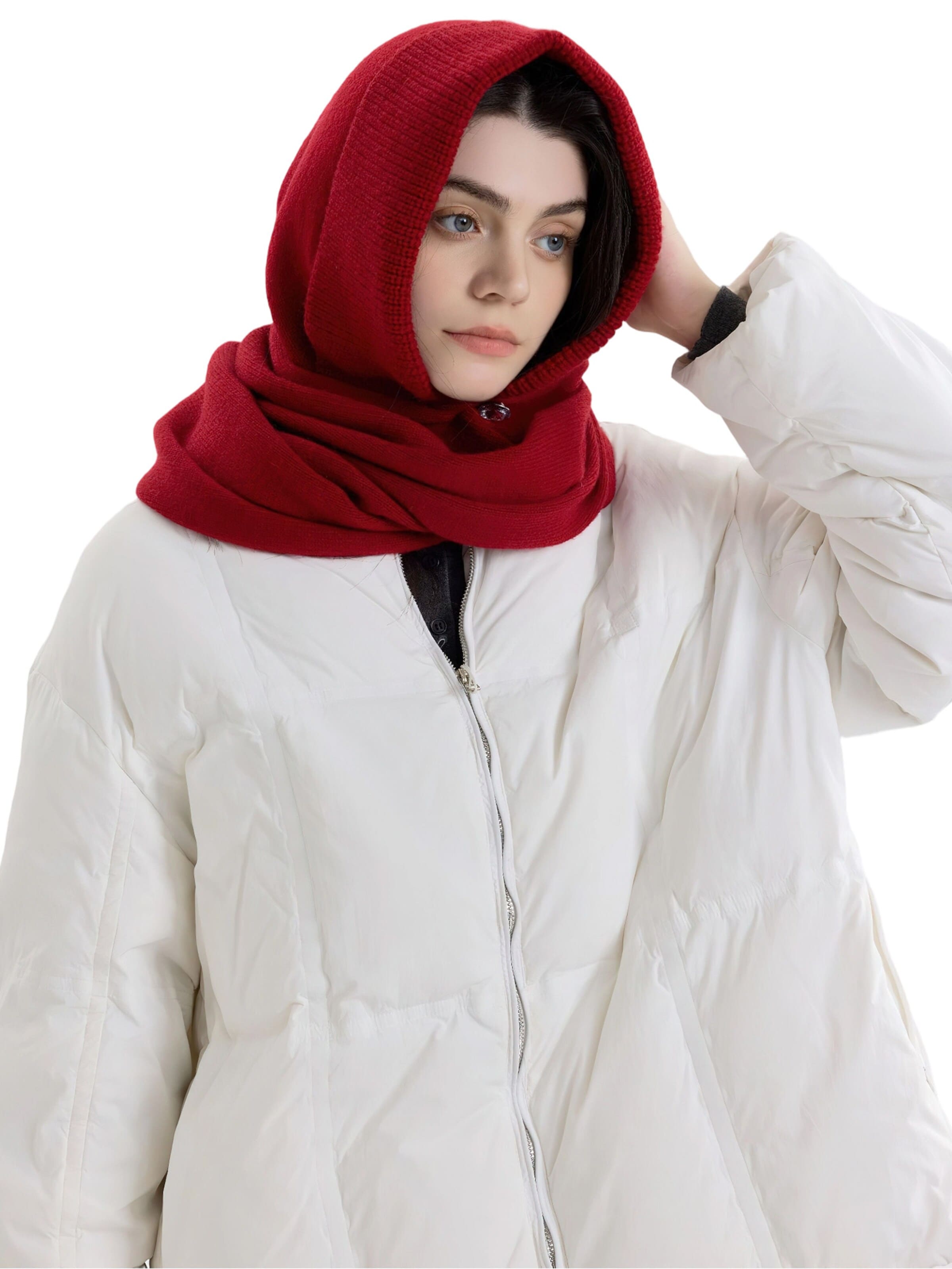 Magicshe Hat 'Strick Kapuzenschal Balaclava' in Red: front
