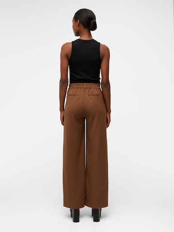 OBJECT Wide leg Pleat-front trousers 'Lisa' in Brown