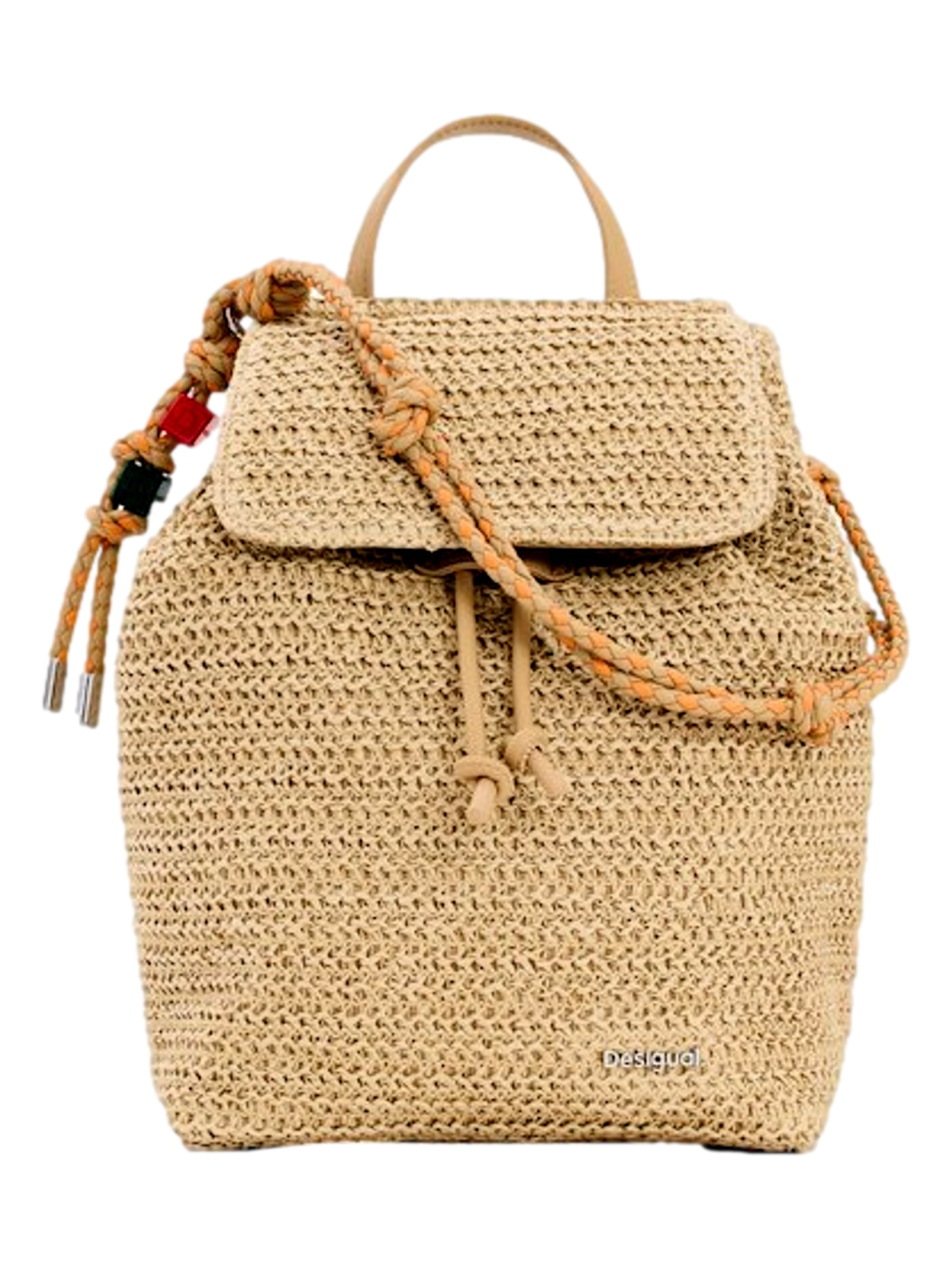 Sac à dos 'Half Logo Raffia' Desigual en bleu : devant