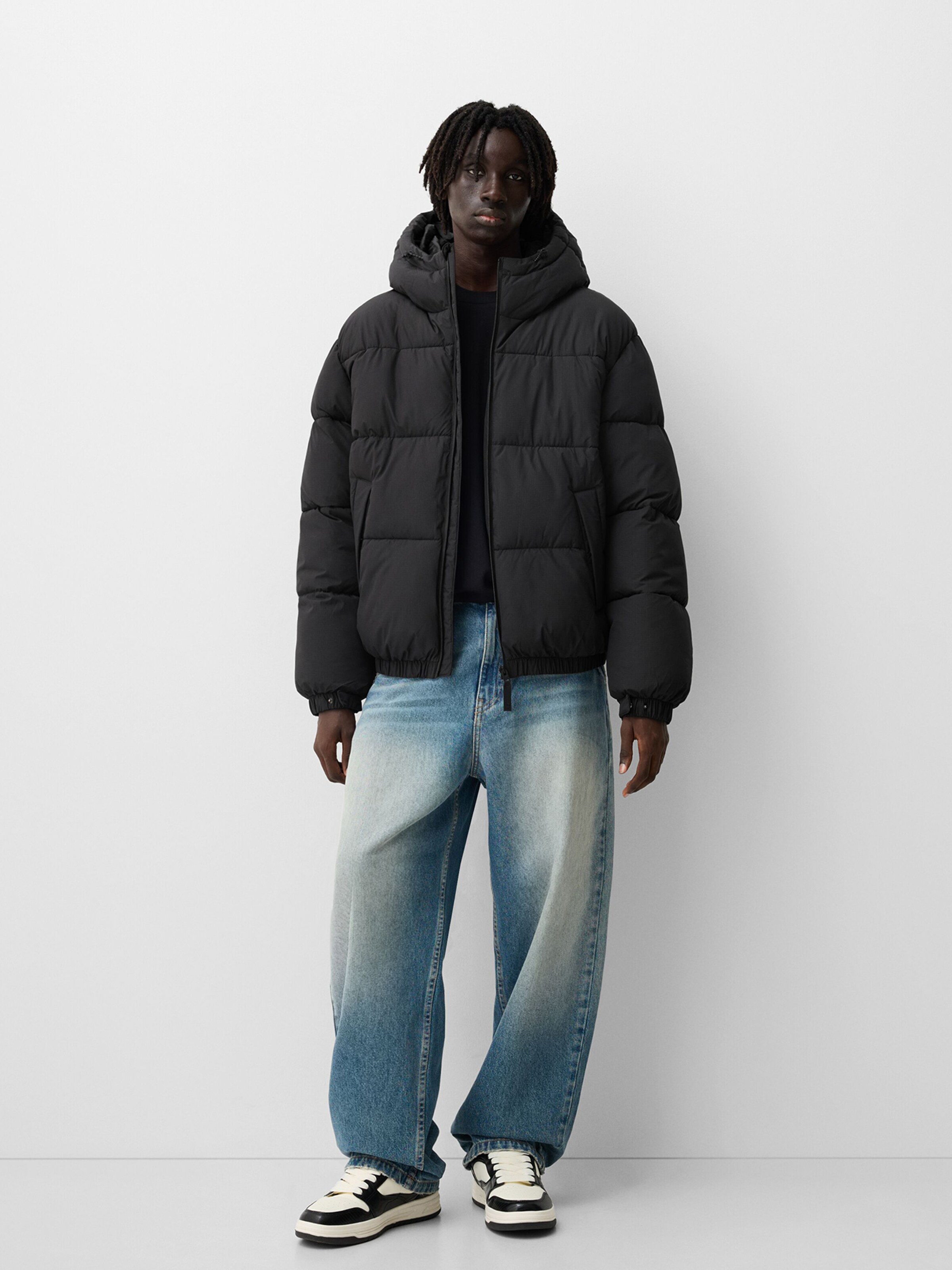 Black puffer jacket bershka outlet