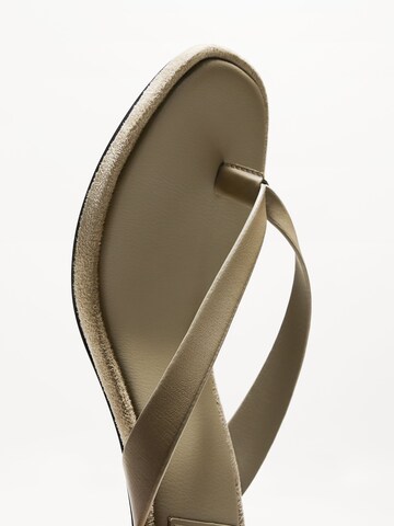 Bershka T-bar sandals in Beige