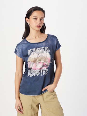 Key Largo Shirt 'DISASTER' in Blauw: voorkant