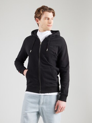 Superdry Sweatjacke 'Essential' in Schwarz: Vorderseite