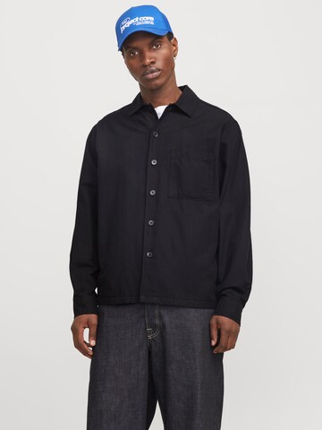 JACK & JONES Comfort fit Button Up Shirt in Black: front