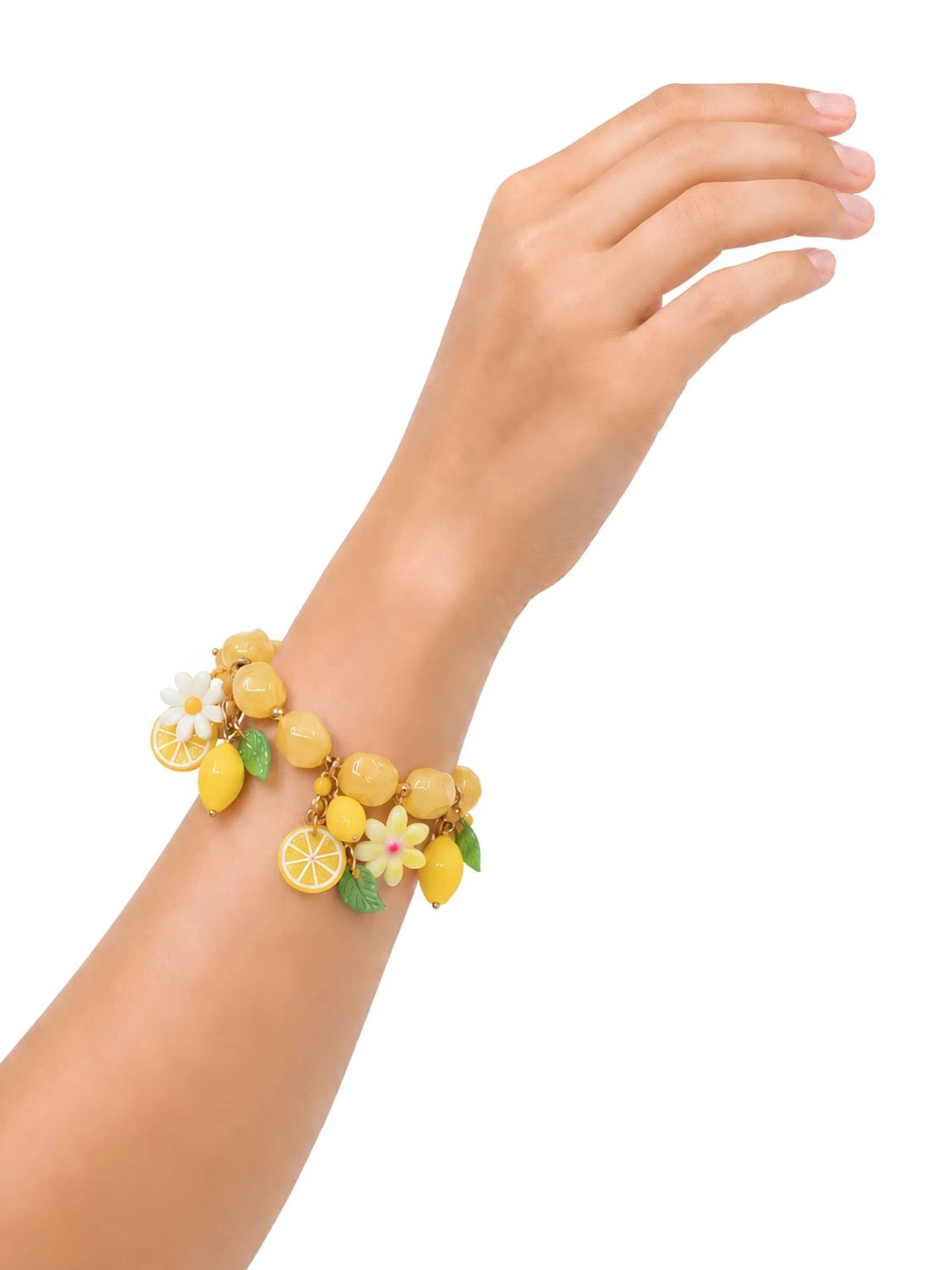 Fräulein Wunder - Pulsera 'Armkette Edelstahl Lemons Gold' en amarillo: frente