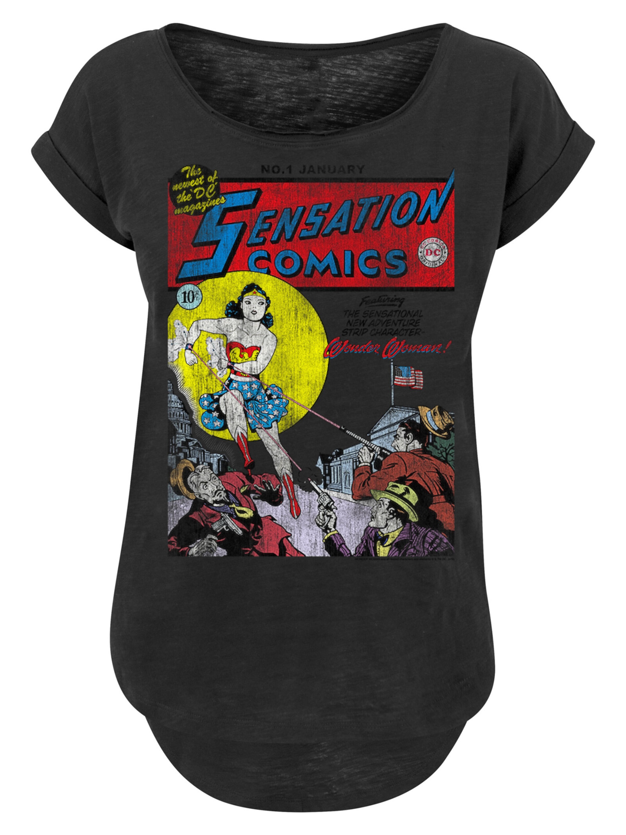 Maglietta 'DC Comics Wonder Woman Sensation Comics Issue 1 Cover' di F4NT4STIC in nero: frontale