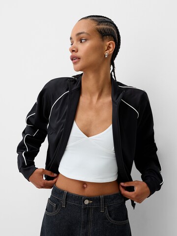 Bershka Sweat jacket in Black
