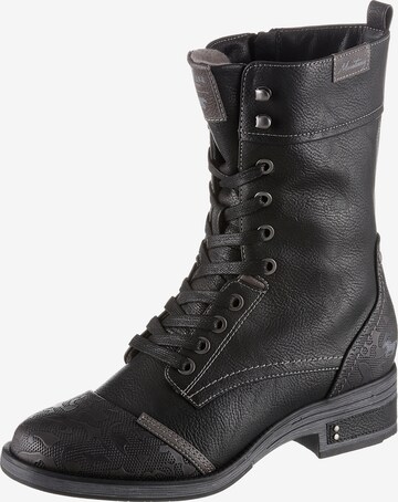 MUSTANG Lace-Up Ankle Boots in Black: front