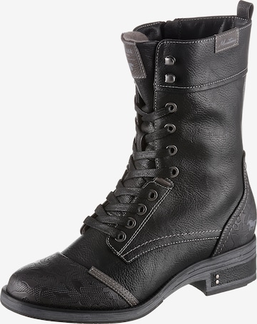 MUSTANG Lace-Up Ankle Boots in Black: front