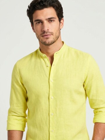 Slim fit Camicia business 'Caravaggio Essentials Linen Man Shirt Light Blue' di 7Camicie in giallo
