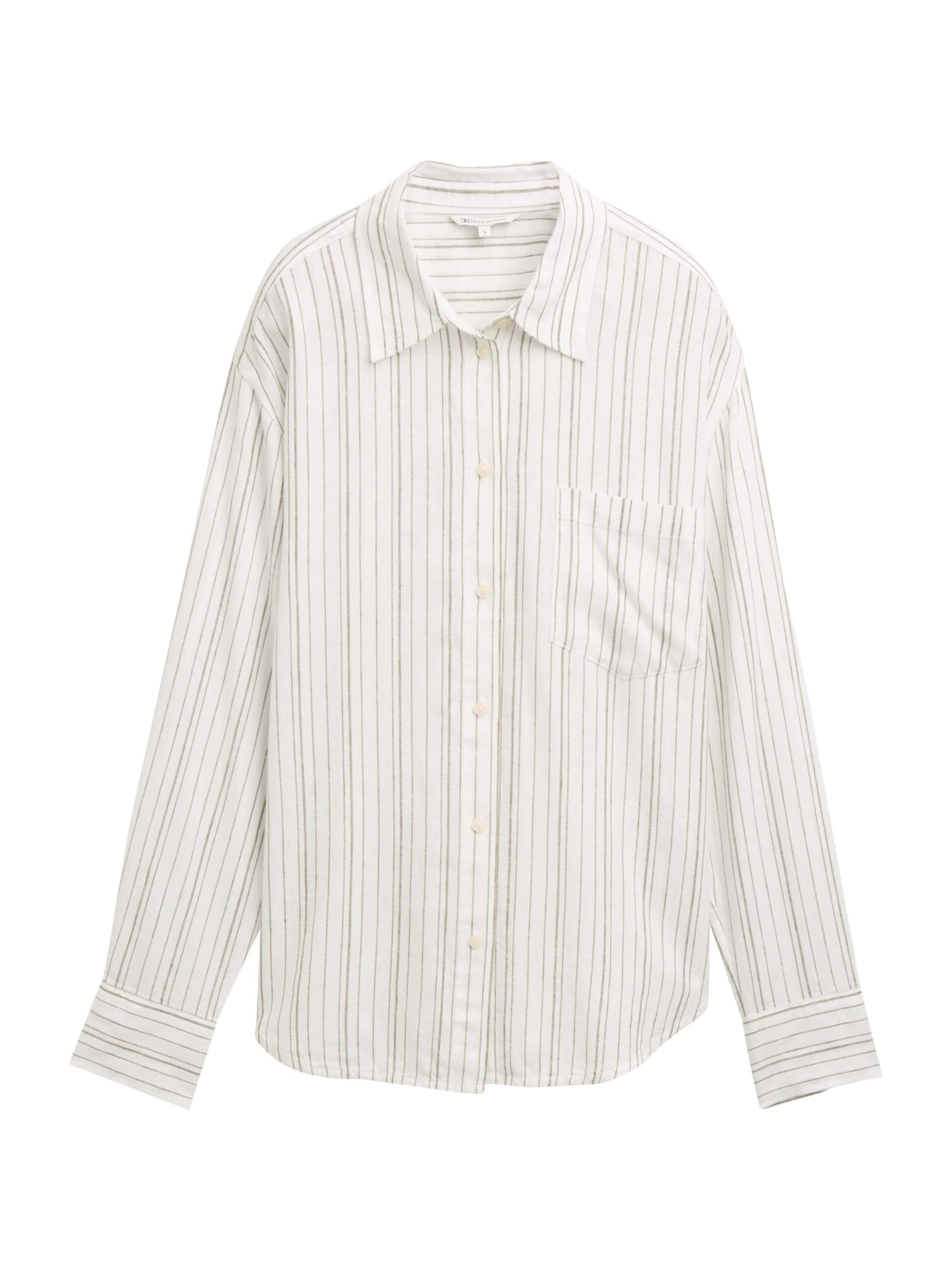 TOM TAILOR DENIM Pluus oliiv / valge, Tootevaade