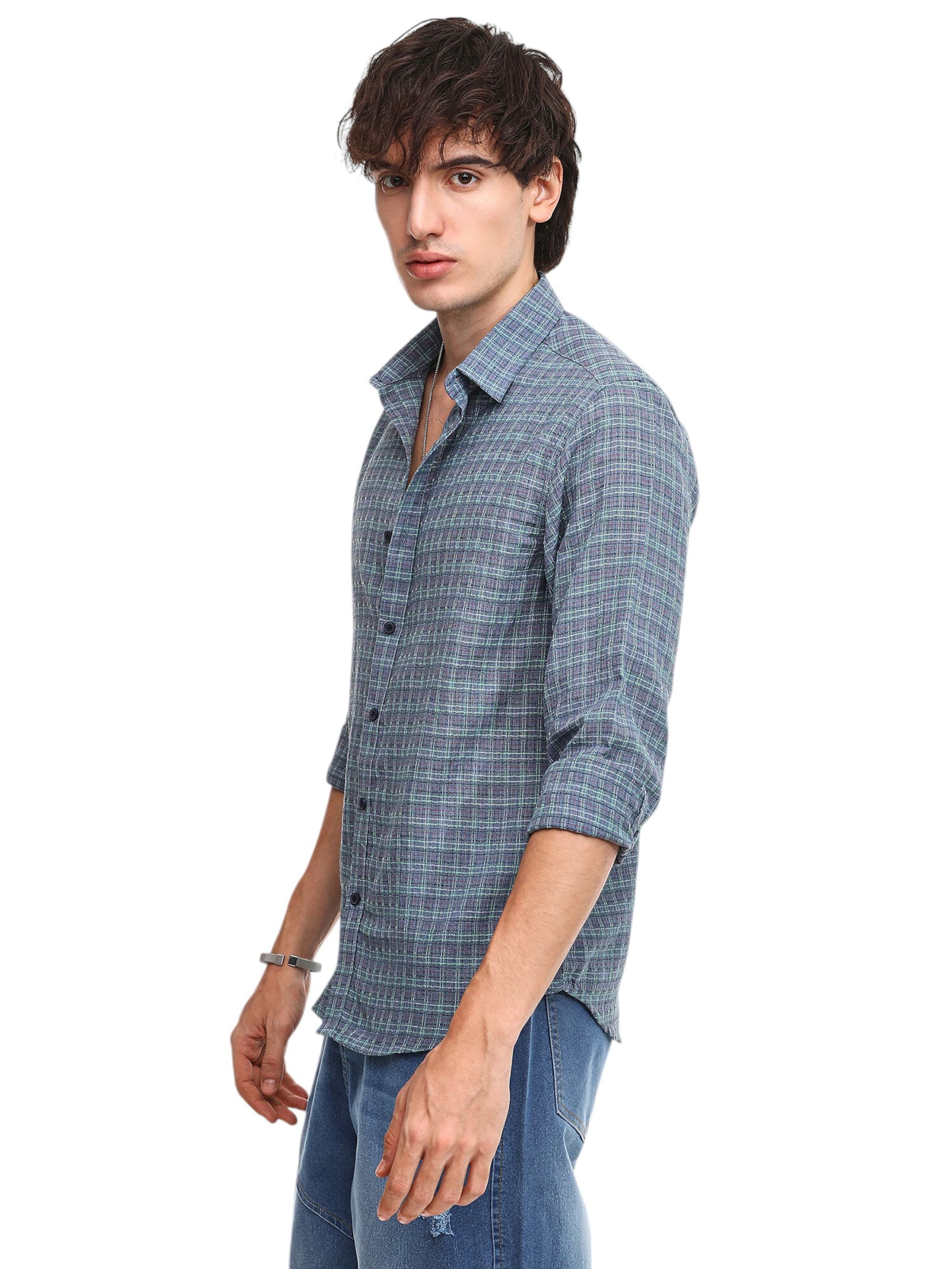 Campus Sutra Regular fit Button Up Shirt 'Xena' in Blue