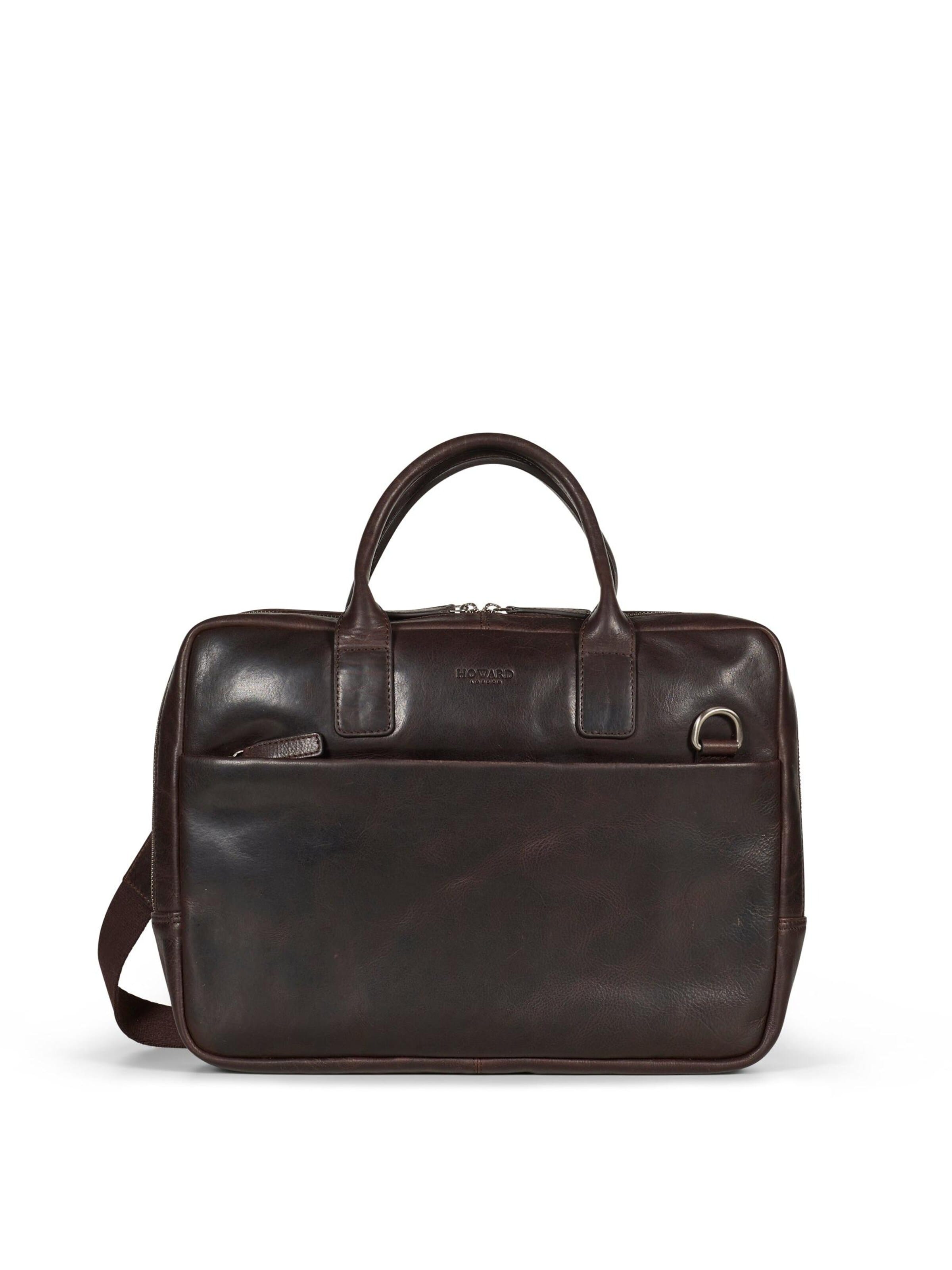 Howard London Laptoptas 'Laptop Bag Stanley Dark Brown' in Bruin: voorkant