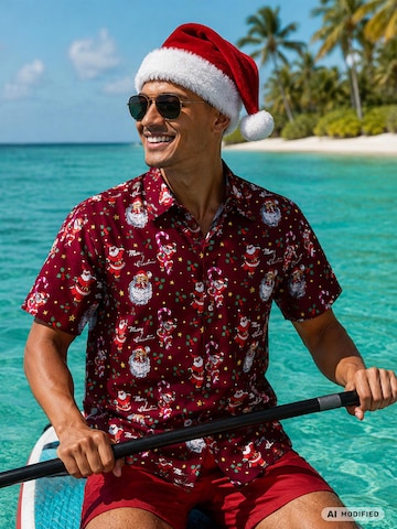 Regular fit Camicia 'Christmas Candycane' di King Kameha in rosso