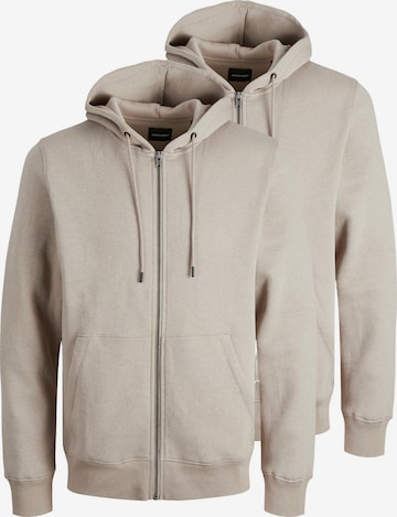 JACK & JONES Sweat jacket 'Bradley' in White: front