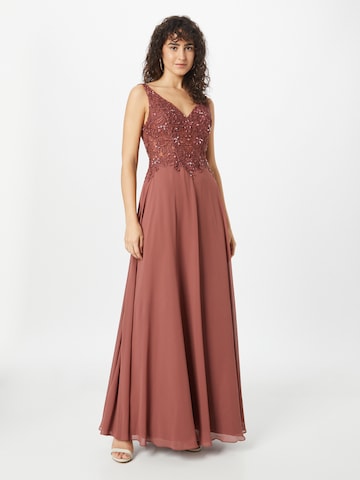 Robe de soirée Laona en marron : devant