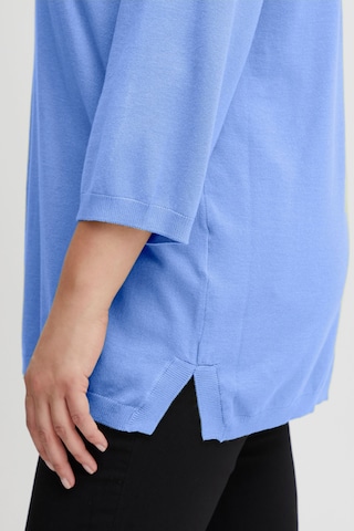 Fransa Curve Pullover 'Blume' in Blau