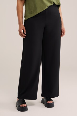 WE Fashionregular Hlače - crna boja: prednji dio