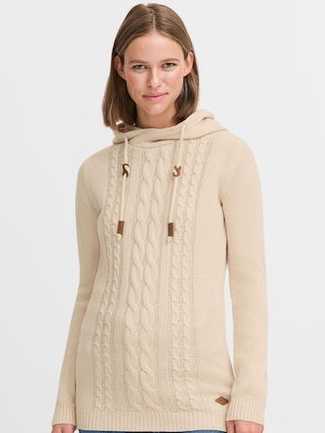 Oxmo Gebreid vest ' OXCable ' in Beige: voorkant