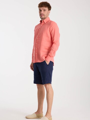 Slim fit Camicia business 'Leonardo Linen Man Shirt Pink' di 7Camicie in rosso