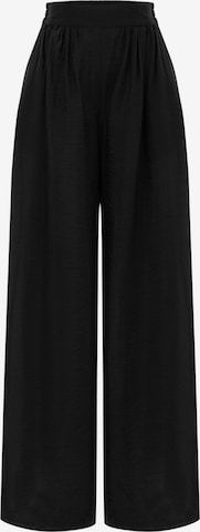 NOCTURNE Wide leg Pleat-front trousers in Black: front