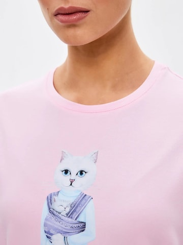 T-shirt 'Mother Cat with Kitty' Cat e Lolette en rose