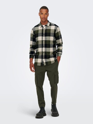 Only & Sons Slim fit Overhemd 'Gudmund' in Groen