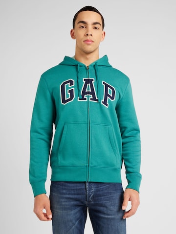 GAP - Sudadera con cremallera 'HERITAGE' en verde: frente