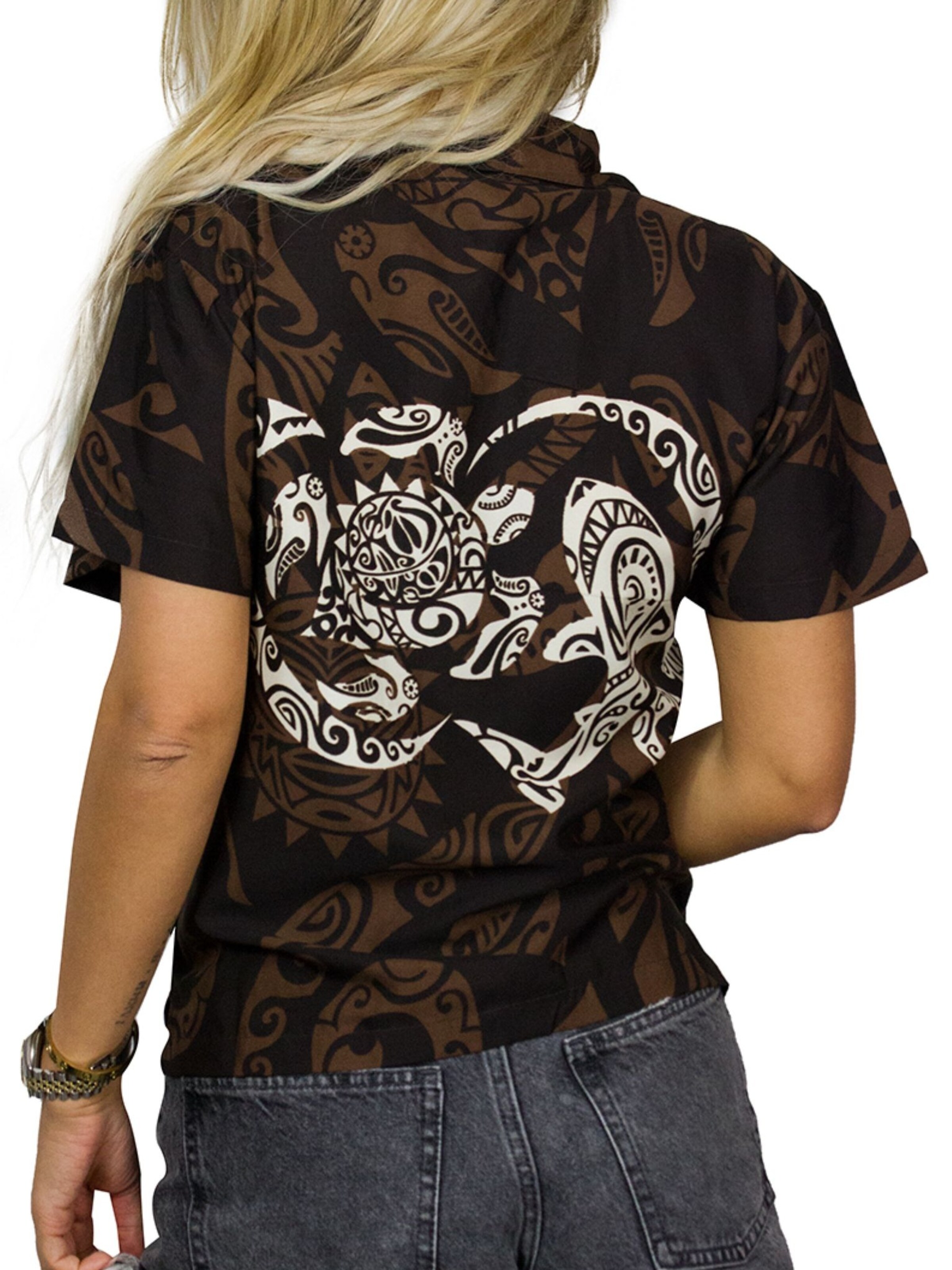 King Kameha Bluse 'Maori Chest'‌‌‌‌‌ in Braun
